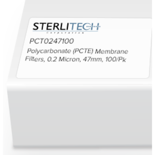 Sterlitech Polycarbonate (PCTE) Membrane Filters, 0.2 Micron, 47mm, PK100 PCT0247100